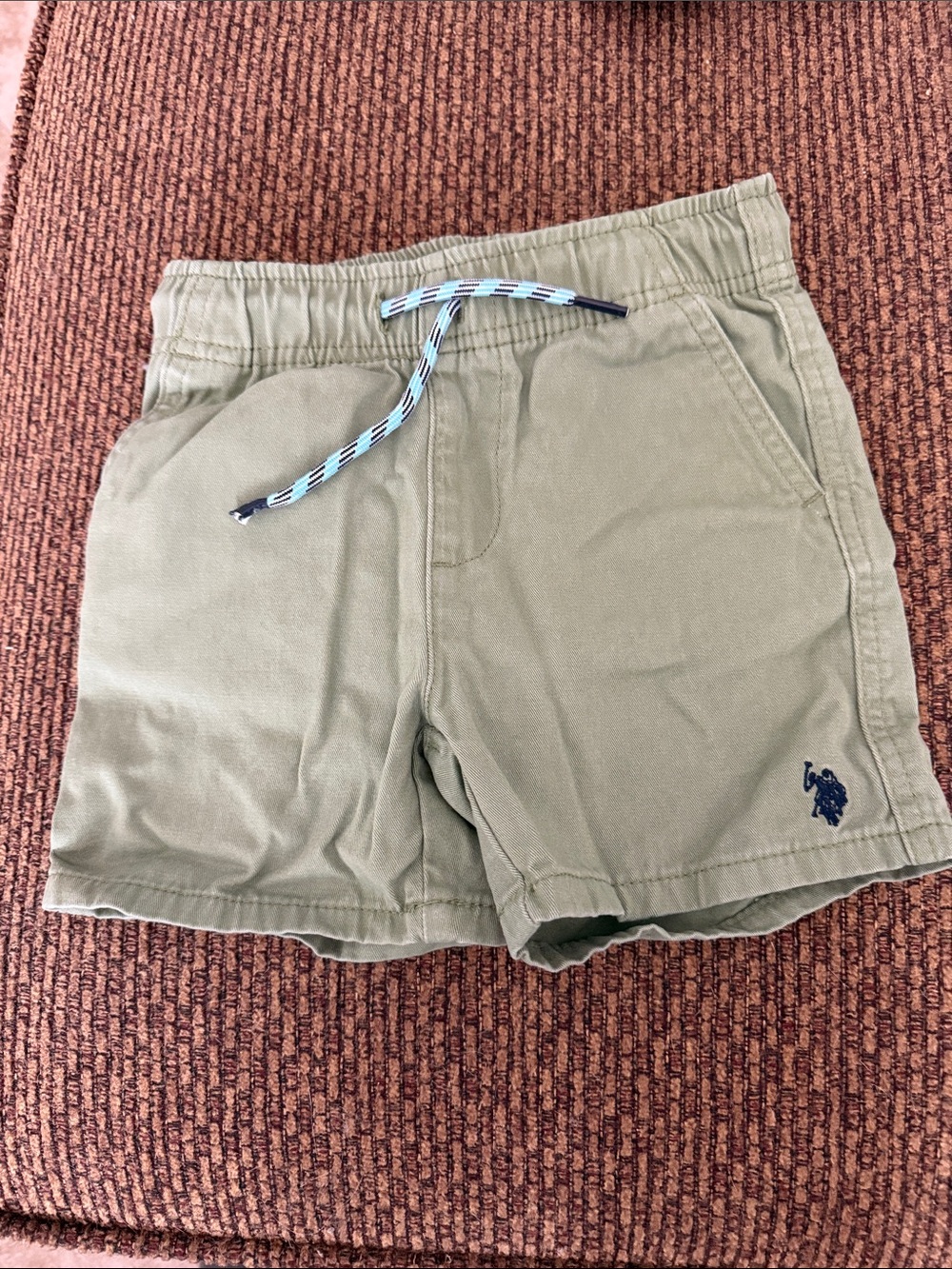 U.S. Polo Assn. Olive Green Kids Shorts with Navy Logo